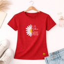 Camiseta Feminina Vermelha Flor Eu Sou Filha De Deus 