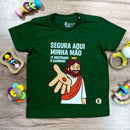 T-Shirt Infantil Verde Segura Aqui Minha Mão