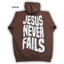 Moletom Canguru Com Capuz Marrom Jesus Never Fails