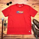 Camiseta Masculina Vermelha Aplique Camaleão Yeshua