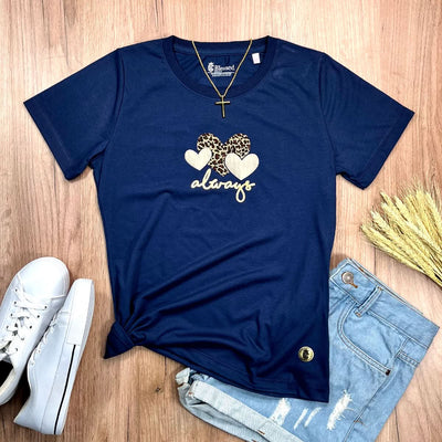 Camiseta Feminina Azul Aplique Always