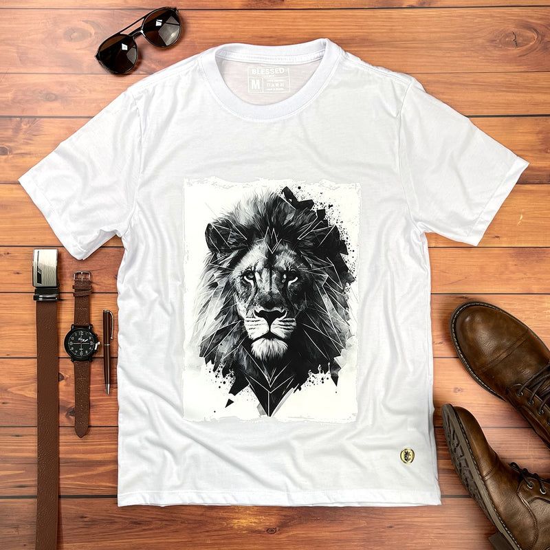 Camiseta Masculina Branca Leão