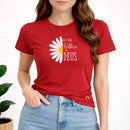 Camiseta Feminina Vermelha Flor Eu Sou Filha De Deus 