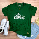 Camiseta Feminina Verde Merry Christmas Chapéu