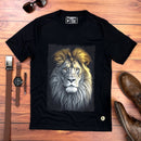 Camiseta Masculina Preta Leão Cinza