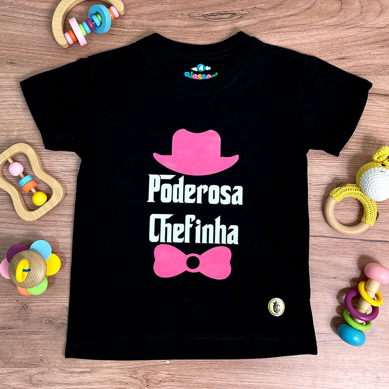 T-Shirt Infantil Preta Poderosa Chefinha