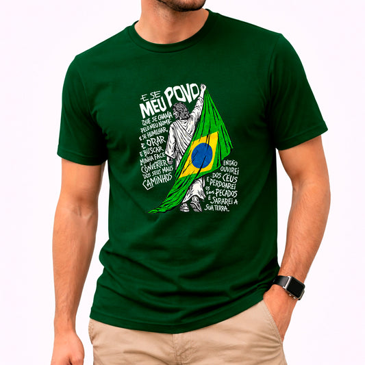Camiseta Masculina Verde Brasil E se Meu Povo