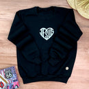 Moletom Preto Aplique Coração Jesus