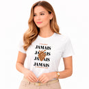Camiseta Feminina Branca O Teu Olhar Jamais Se Afastou de mim