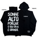 Moletom Canguru Com Capuz Preto Sonhe Alto