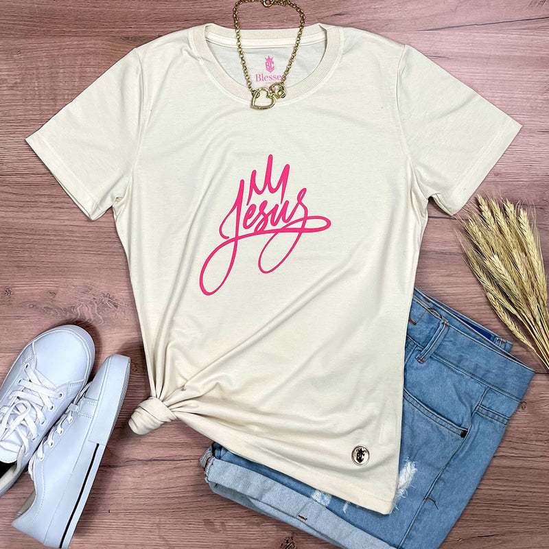 Camiseta Feminina Off White Jesus Coroa