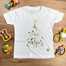 T-Shirt Infantil Branca A Luz é Jesus Dourado