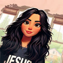 T-Shirt Infantil Salmão Garota Jesus