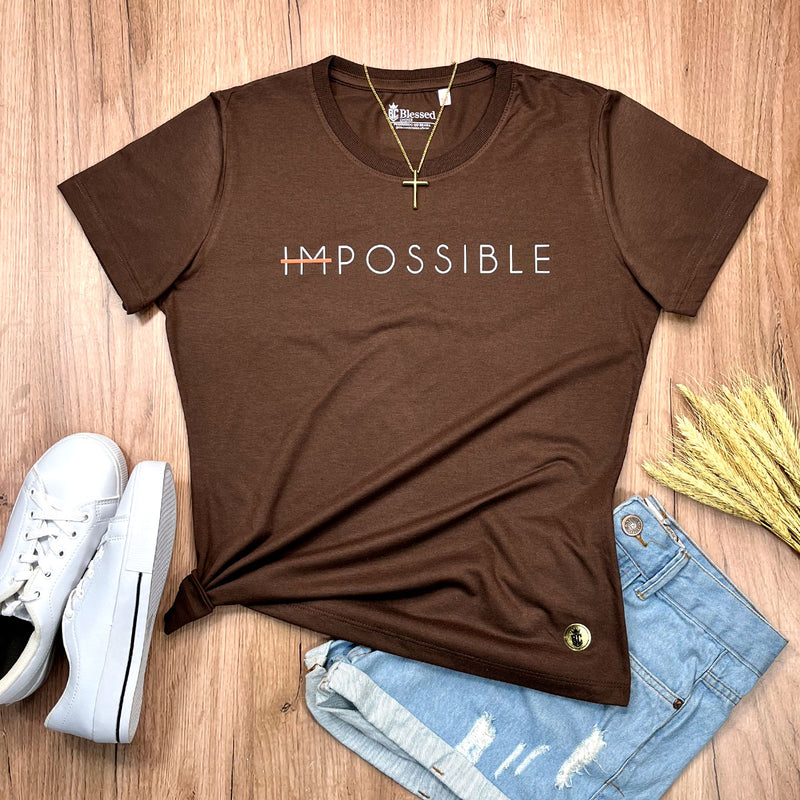 Camiseta Feminina Marrom Impossible