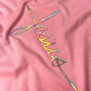 Camiseta Feminina Rosa Aplique Cruz Jesus