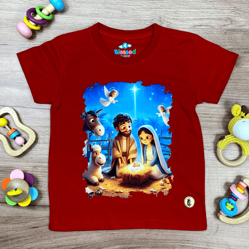 T-Shirt Infantil Vermelha Nascimento De Jesus