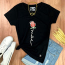 Camiseta Feminina Preta Mãe Flor