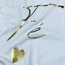 Camiseta Masculina Branca Fé Coração Dourado