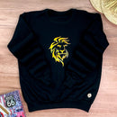 Moletom Preto Aplique Leão Dourado