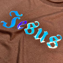 Camiseta Feminina Marrom Aplique Jesus