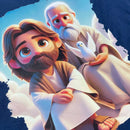 T-Shirt Infantil Azul Jesus e Noé