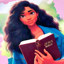 T-Shirt Infantil Rosa Garota Bíblia Vinho