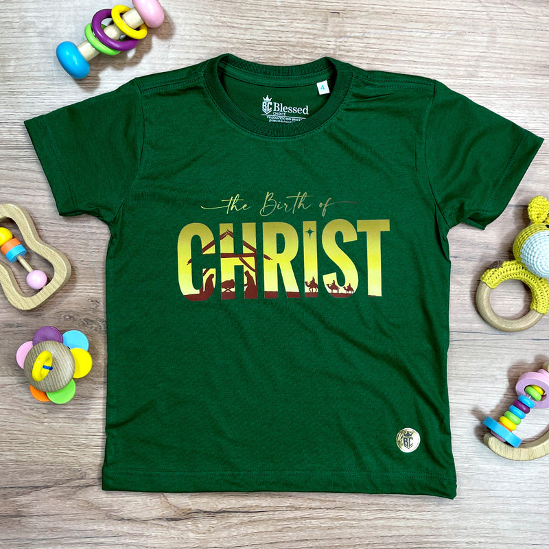 T-Shirt Infantil Verde The Birth Of Christ