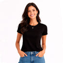 Kit 3 Camisetas Feminina Lisa Marrom Branca Preta