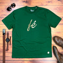 Camiseta Masculina Verde Fé Manuscrito Dourado