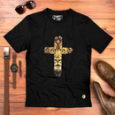 Camiseta Masculina Preta Cruz Leão Dourado