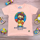 T-Shirt Infantil Salmão Eu Venci o Mundo
