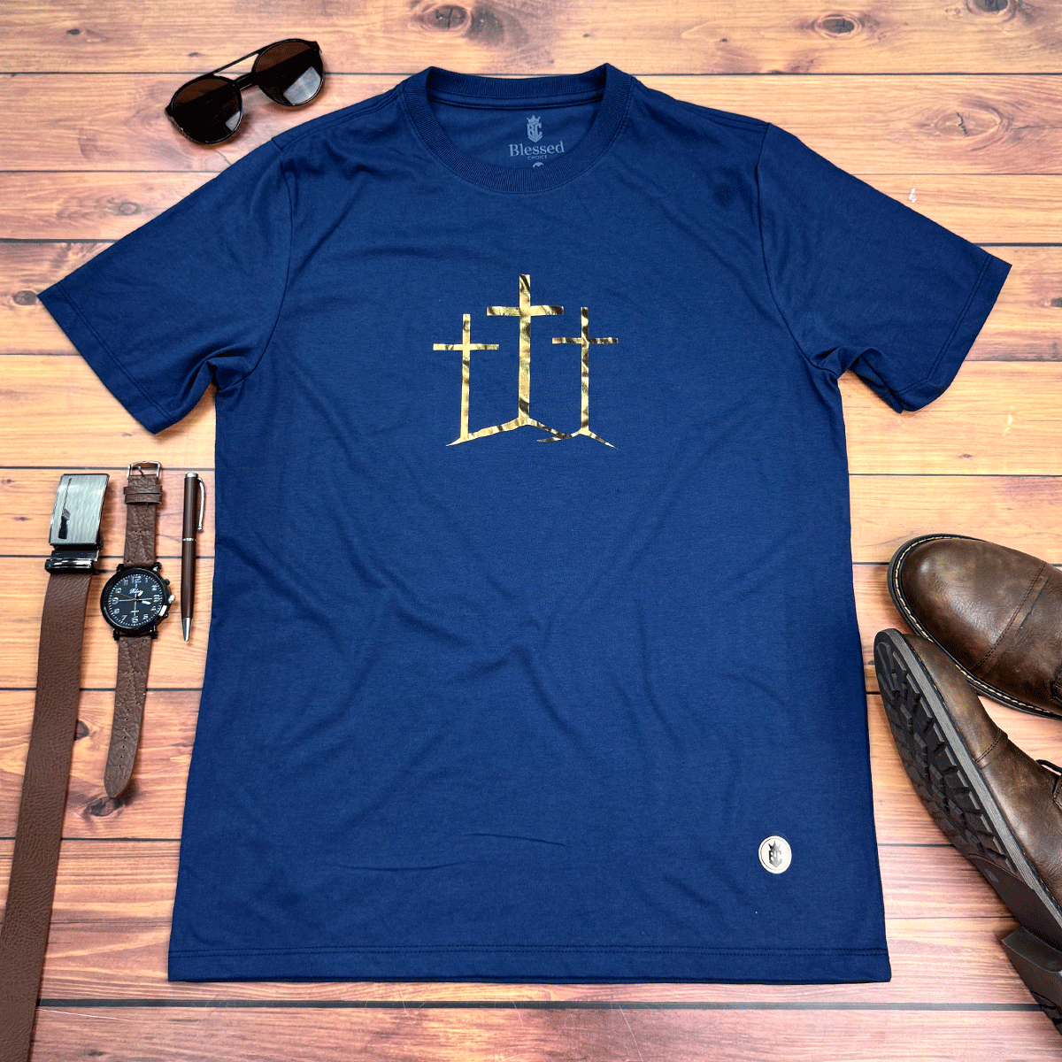 Camiseta Masculina Azul Calvário