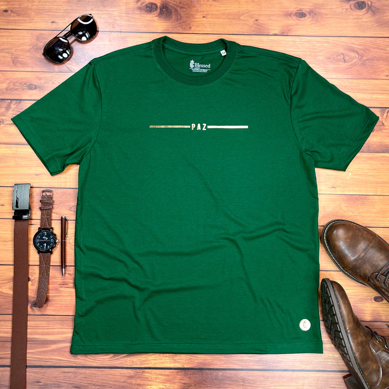 Camiseta Masculina Verde Paz Dourado