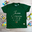 T-Shirt Infantil Verde Jesus o Verdadeiro Sentido do Natal Dourado