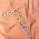 Camiseta Feminina Salmão Aplique Cruz Jesus