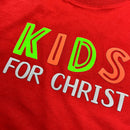 T-Shirt Infantil Vermelha Aplique Kids For Christ