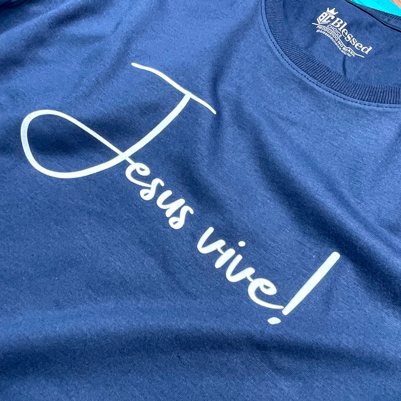 Camiseta Feminina Azul Jesus Vive!