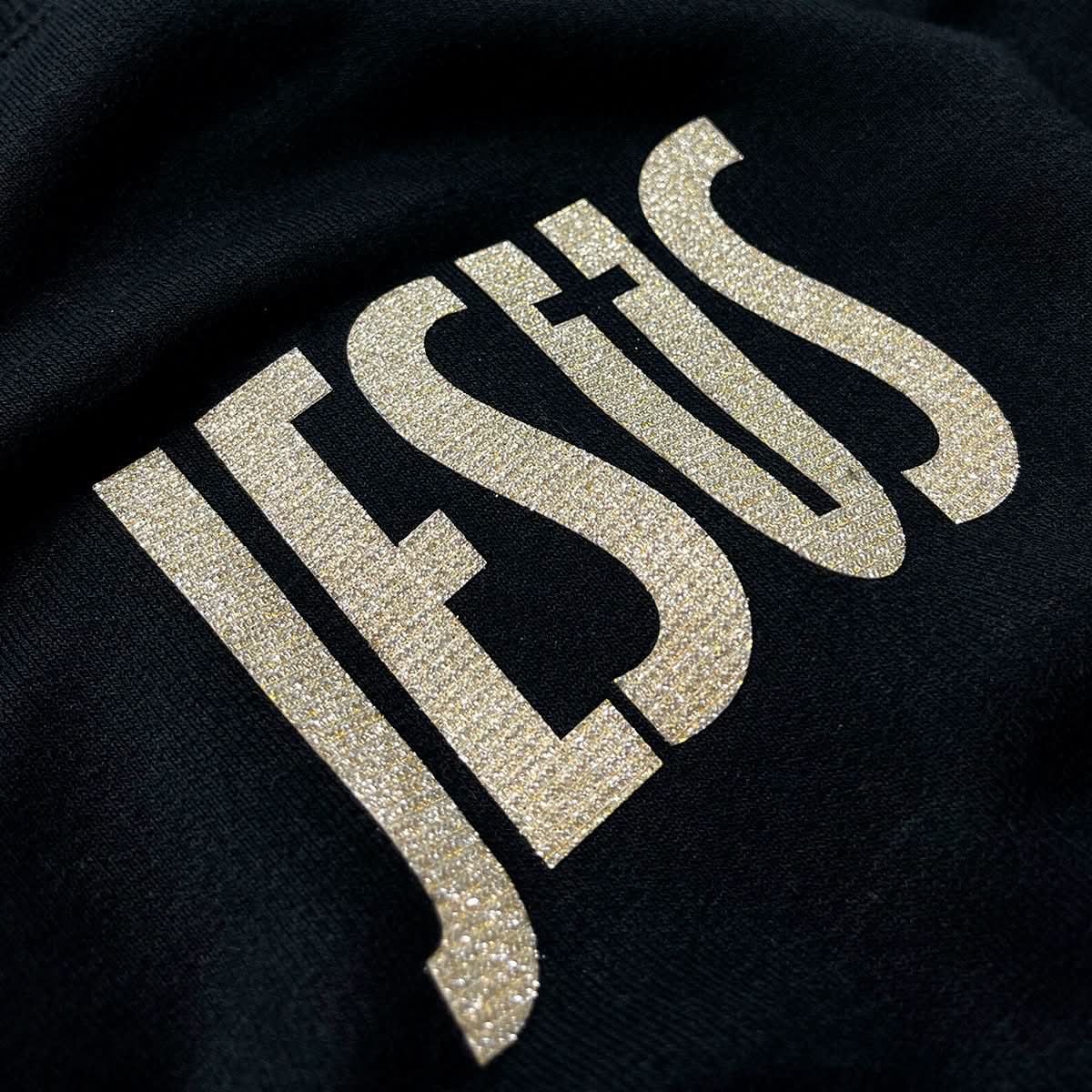 Moletom Preto Jesus Cruz Glitter