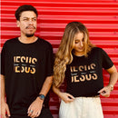 Kit Casal  Camiseta Preta Jesus Lives In Me