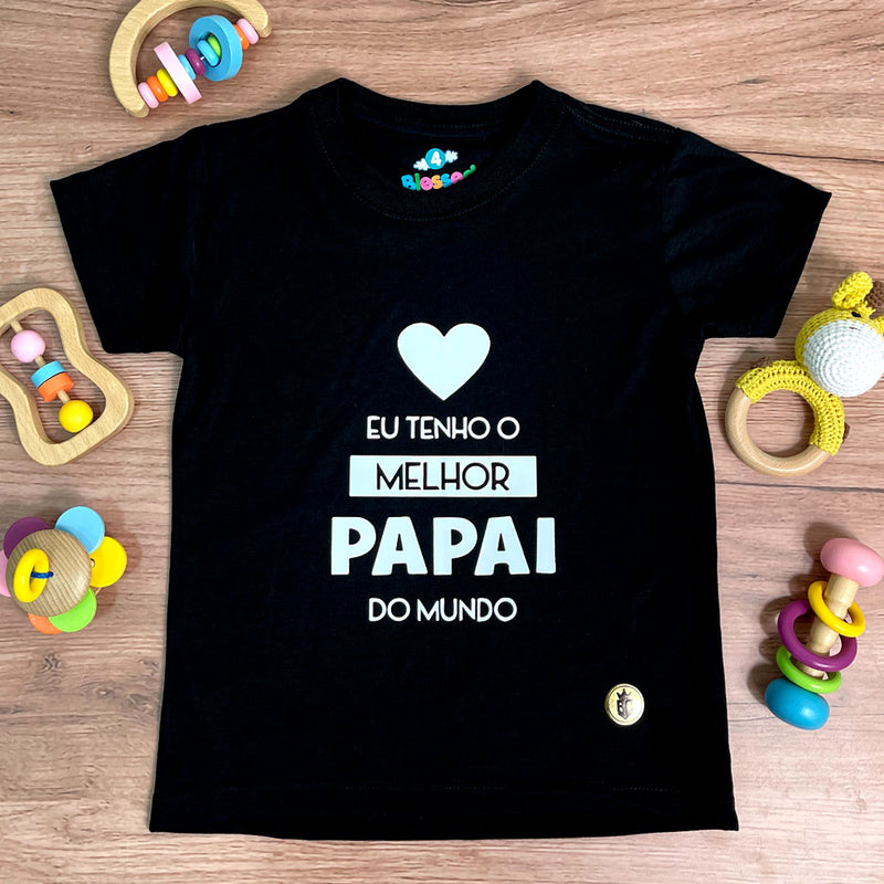 T-Shirt Infantil Preta Eu Tenho o Melhor Papai