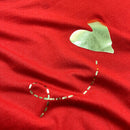 T-Shirt Infantil Vermelha Coração Caminho de Pontinhos