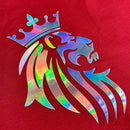 Camiseta Masculina Vermelha Leão Coroa Aplique Dourado