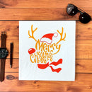 Camiseta Masculina Branca Rena Merry Christmas