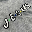 T-Shirt Infantil Cinza Aplique J.E.S.U.S