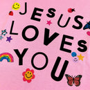 T-Shirt Infantil Rosa Jesus Loves You