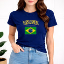 Camiseta Feminina Azul Brasil Bandeira