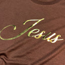Camiseta Feminina Marrom Jesus Dourado
