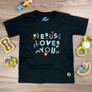 T-Shirt Infantil Preta Jesus Loves You