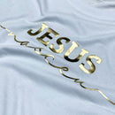 Camiseta Masculina Branca Jesus Nasceu Dourado
