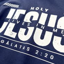Camiseta Masculina Azul Holy Jesus Lives In